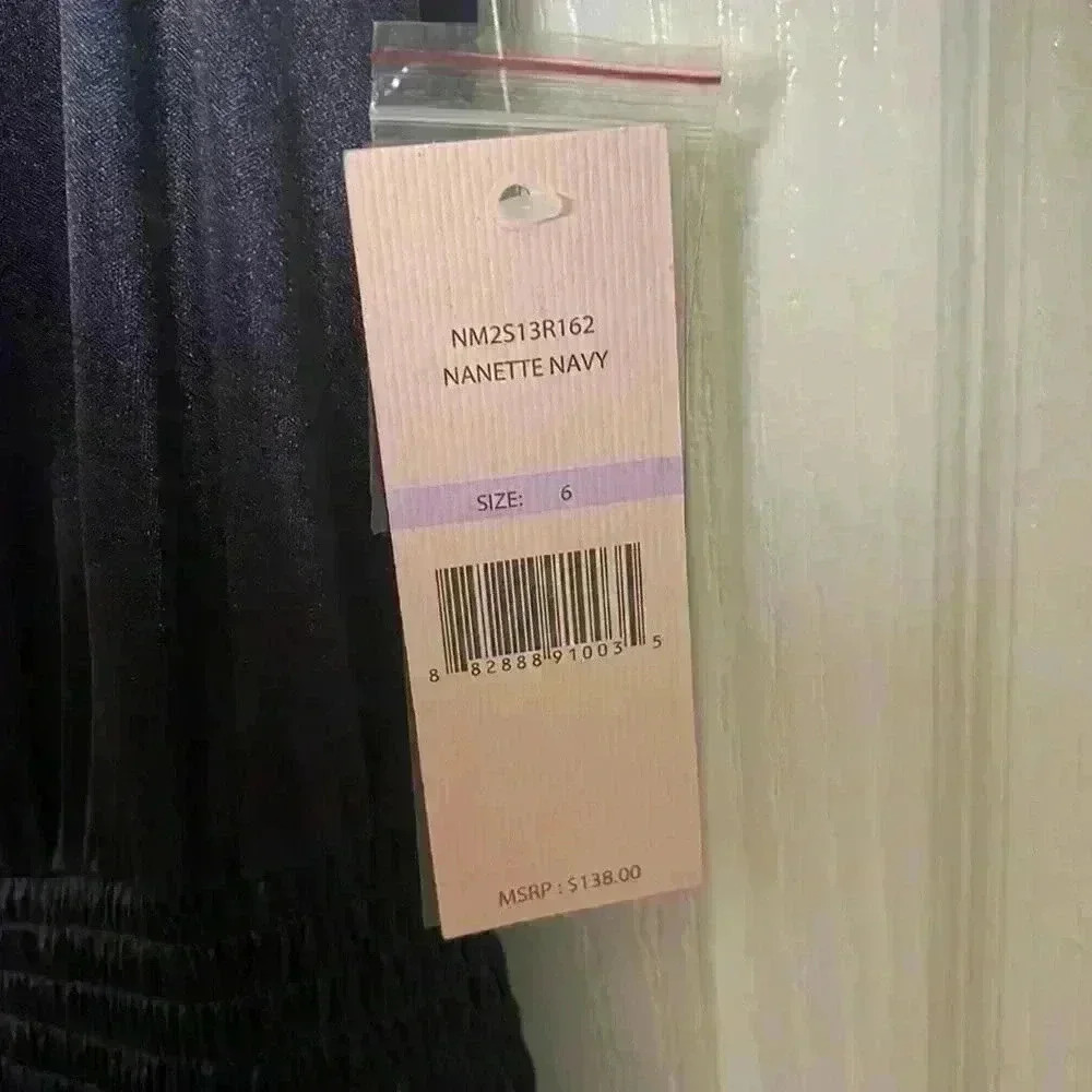 Nanette Lepore navy knee length satin dress NWT - Picture 5 of 6